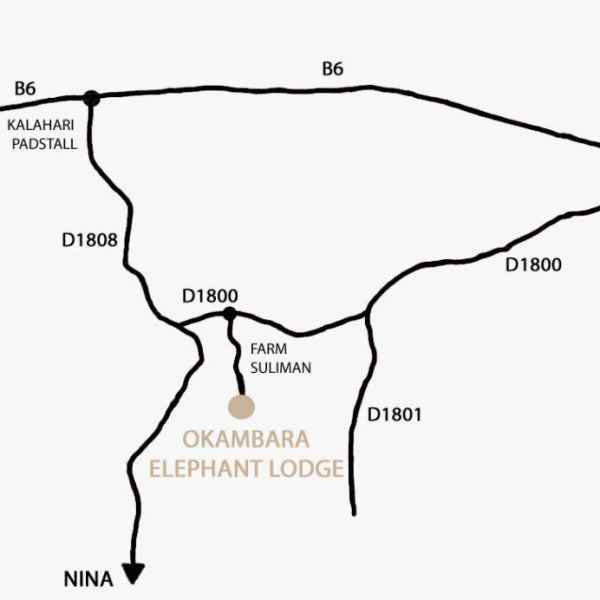 Skizze zur Anfahrt nach Okambara Elefanten Lodge